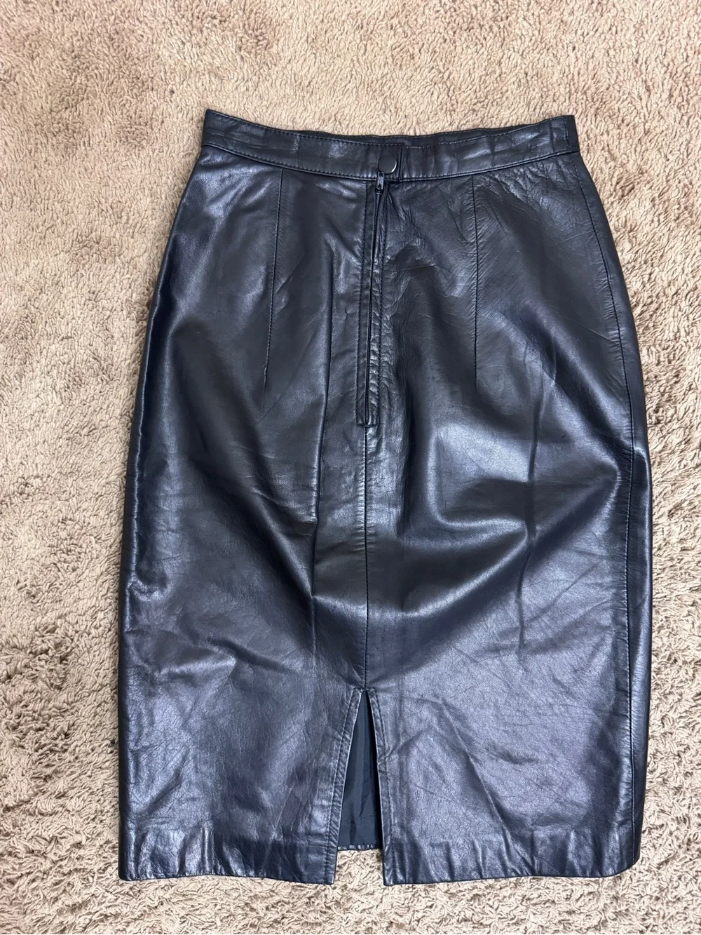 Vtg Wilsons Leather Maxima Black 100% Leather Pencil Skirt High Waist 90s size 4